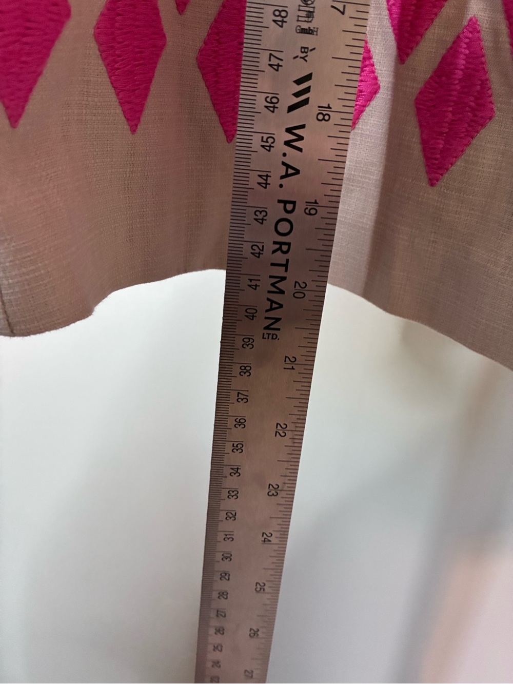 Boden Pink Embroidered Diamond Skirt Linen Look Cotton Size US 10 UK 14 - Picture 5 of 9
